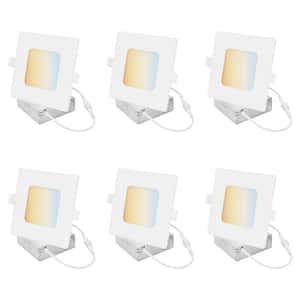 6 in. Square White Color Selectable 75-Watt Equivalent Recessed Slim Dimmable Downlight 950 Lumen ETL Listed (6-Pack)