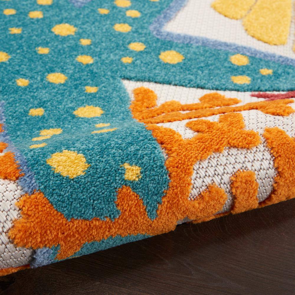 Multicolor Coastal Synthetic Rectangular 6' x 9' Area Rug