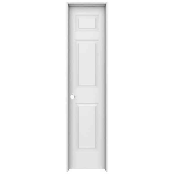 JELD-WEN 18 in. x 80 in. 3 Panel Colonist Primed Right-Hand Smooth Solid Core Molded Composite MDF Single Prehung Interior Door