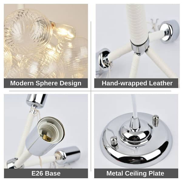 Kinlea 4-Light Chrome Modern Swirled Sphere Chandelier for Kitchen Island and Living Room with No Bulbs Included