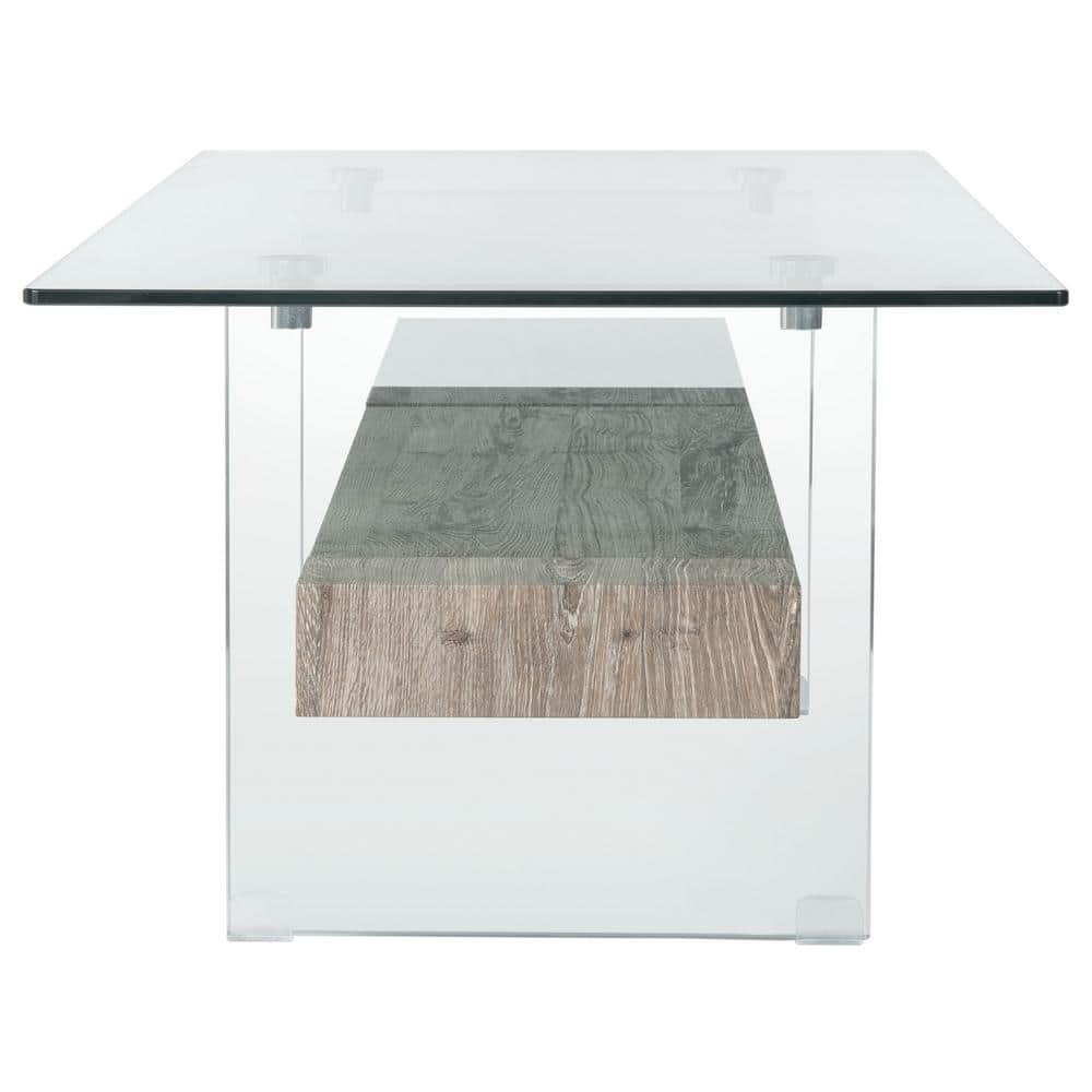 43'' Grey Oak and Glass Rectangular Transitional Coffee Table