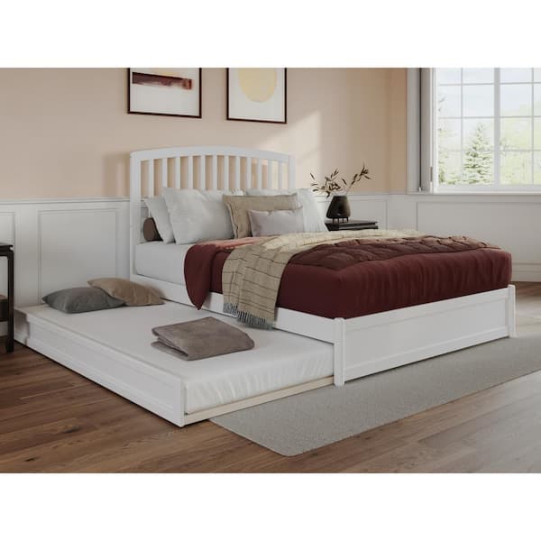 AFI Lucia White Solid Wood Frame Queen Platform Bed with Panel ...