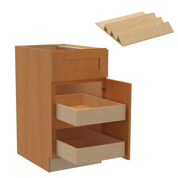 Home Decorators Collection Newport 18 in. W x 24 in. D x 34.5 in. H Assembled Plywood Base Kitchen Cabinet in Cinnamon with 2ROT Spice Soft Cls RH