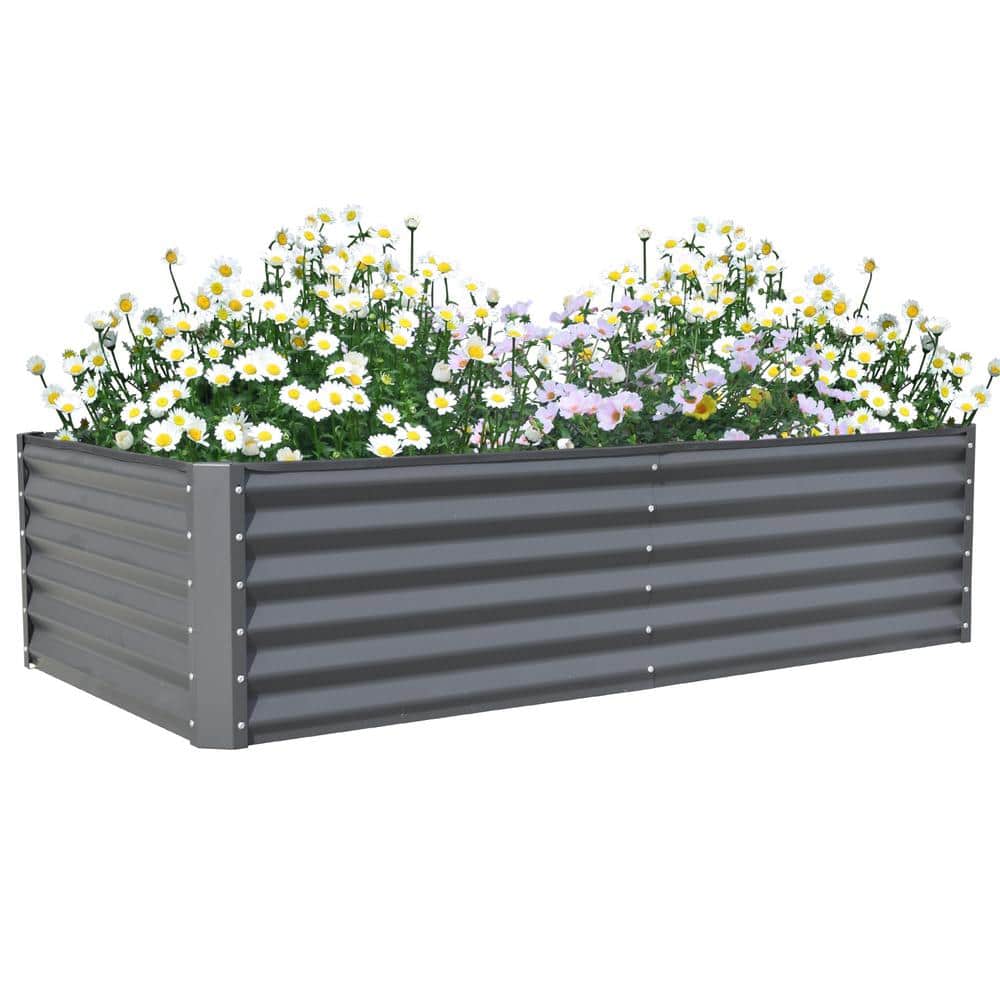 Boyel Living 6x3x1.5 ft. Steel Galvanized Raised Garden Bed, Outdoor