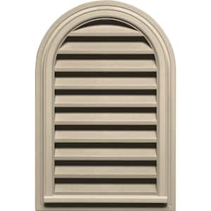 22 in. x 32 in. Round Top Plastic Built-in Screen Gable Louver Vent #011 Sandalwood