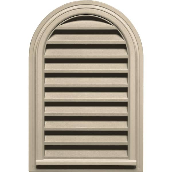 Builders Edge 22 in. x 32 in. Round Top Plastic Built-in Screen Gable Louver Vent #011 Sandalwood