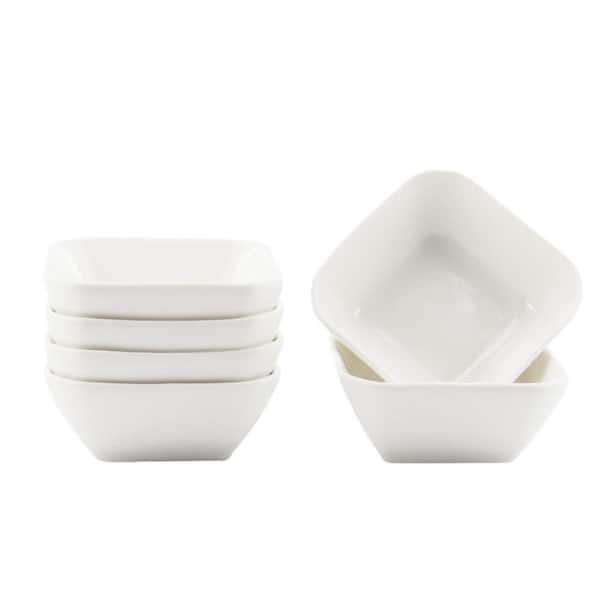 3 oz. Ceramic Dip Bowls Sauce Plate Condiment Server for Ketchup, Vinegar, BBQ and Party Dinner, White (6-Pack)