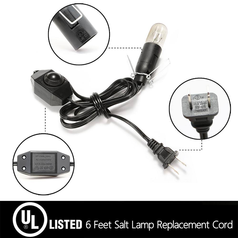 Black 6-Foot Salt Lamp Cord with Dimmer Switch