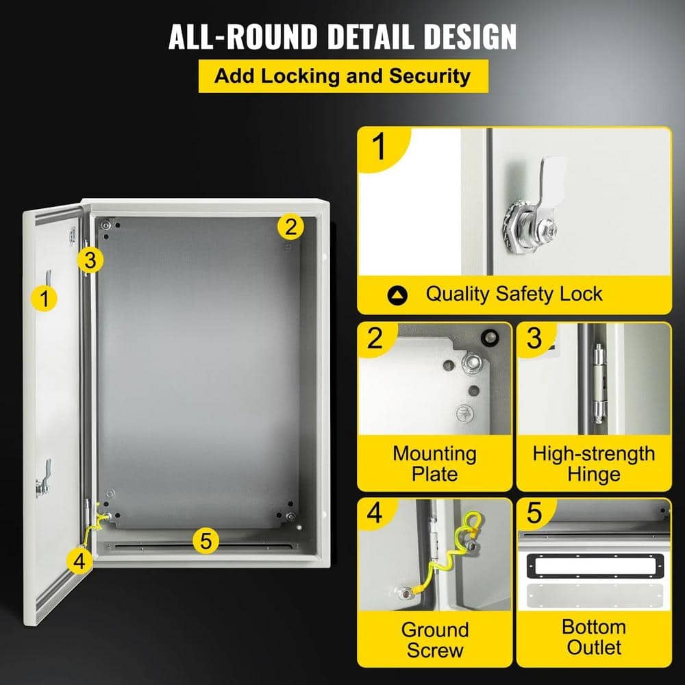 24'' x 16'' x 10'' Gray Carbon Steel Electrical Enclosure Box