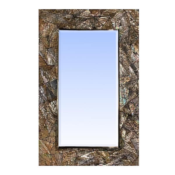 LA PASTICHE Brindled Glam Large Rectangle Mother of Pearl 35 in. x 24 in. Classic Rectangle Framed Multi-Color Decorative Mirror