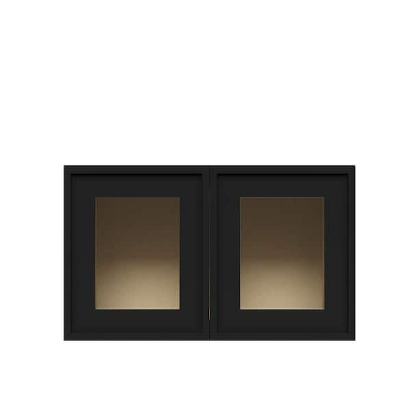 Slim Shaker Assembled 30 in. W x 15 in. H x 12 in. D Wall Kitchen Cabinet in Black