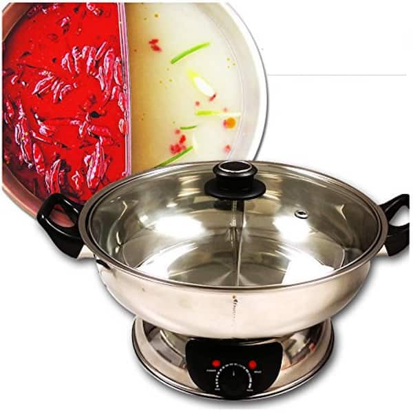 Frcolor Hot Pot with Divider Stainless Steel Hot Pot Divided Hot Pot Pan  Household Hot Pot Stock Pot