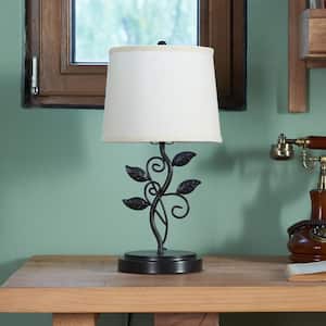 19 in. Oil Rubbed Bronze Table Lamp with Branch and Leaf Motif