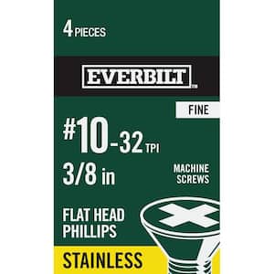 #10-32 x 3/8 in. Phillips Flat Head Stainless Steel Machine Screw (4-Pack)