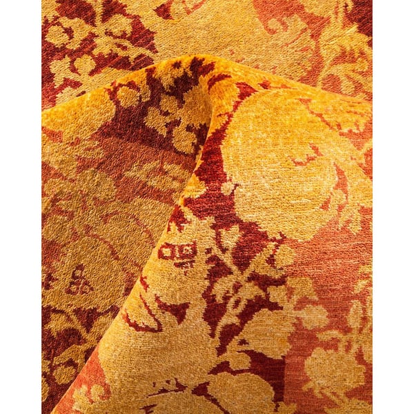 Mogul 10 ft. x 14 ft. Pink Oriental Wool Indoor Area Rug