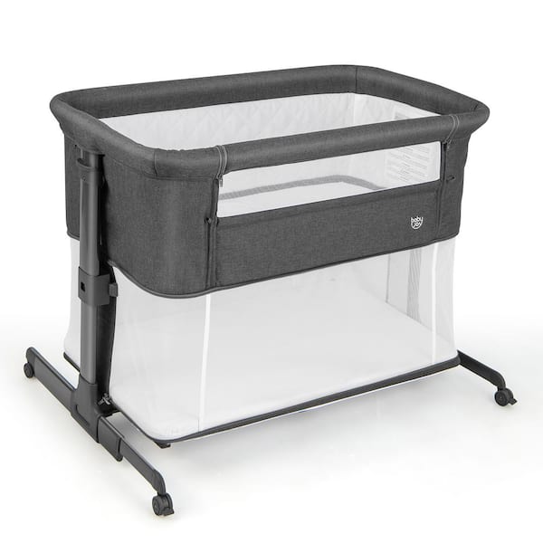 Glat Uden minimum Costway 3-in-1 Baby Bassinet and Bedside Sleeper with Mattress Adjustable  Portable Playard Grey plus White BC10121DK - The Home Depot