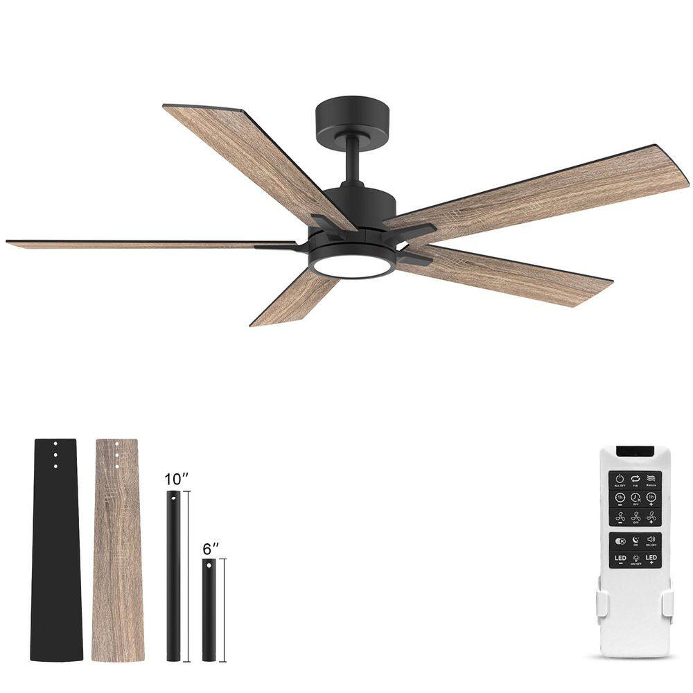 52 in.Modern Indoor Outdoor Black Standard Angled Mount Ceiling Fans with LED Light and Remote Control,6-Speed,Dimmable price history on PriceWatchPro
