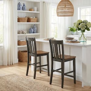 San Remo Hickory/Coal 24 in. H Counter Stool