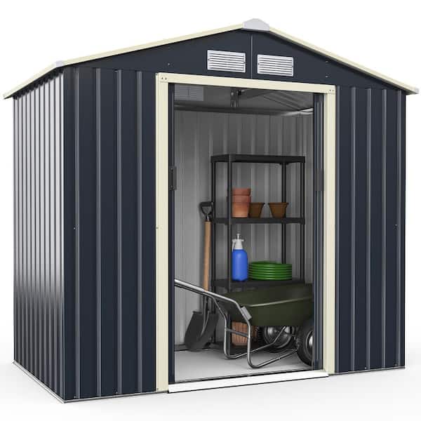 Costway 7 ft. W x 3.8 ft. D Metal Shed With 25.6 sq. ft