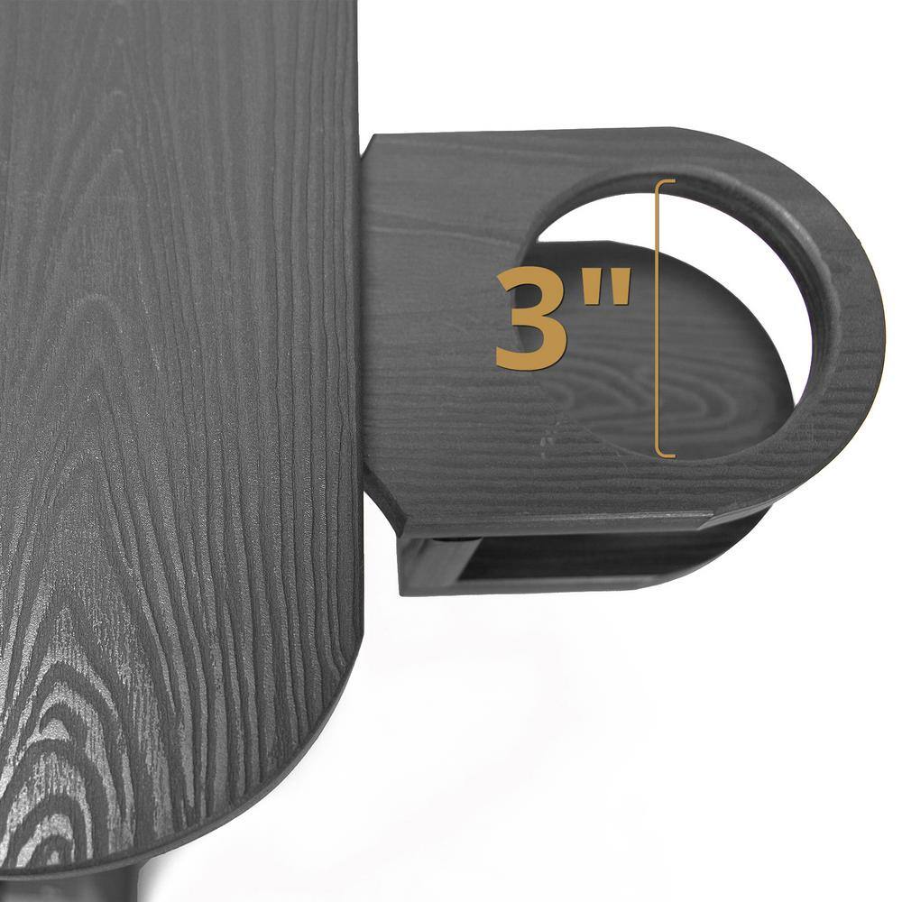 Dark Gray Folding Adirondack Chair Set with Cup Holder, 4-Piece