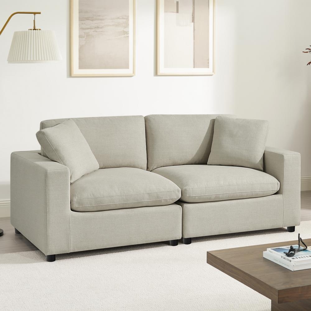 Casella 80 in. Square Arm Polyester Fabric Rectangle Down Cushion 2-Piece S