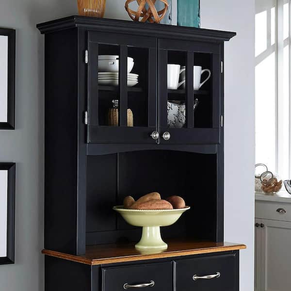 HOMESTYLES Black and Cottage Oak Buffet with Hutch 5001-0046-42