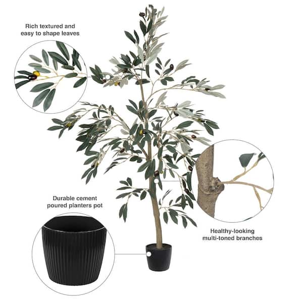 Tall Faux Olive Tree，8ft（96in） Realistic Potted Silk Artificial Olive Tree，  Fake Olive Trees Indoor with Green Leaves and Big Fruits for Home Office