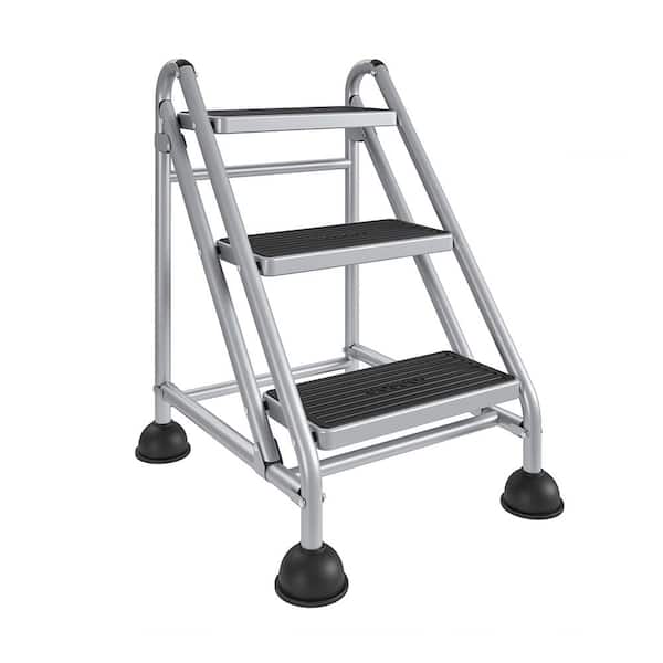 Cosco 3-Step Commercial Rolling Step Ladder (Grey)