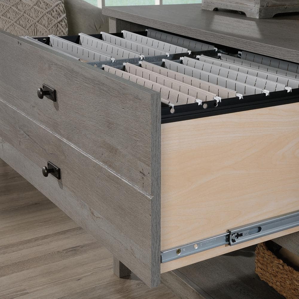 Mystic Oak Lateral File Cabinet with Open Shelf