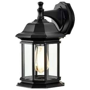 Hopkins Matte Black Outdoor Hardwired Wall Lantern Sconce with No Bulbs Included