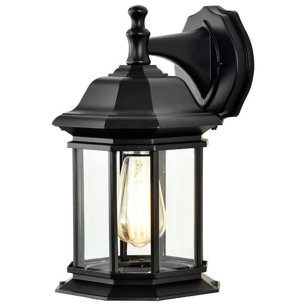 SATCO Hopkins Matte Black Outdoor Hardwired Wall Lantern Sconce with No Bulbs Included