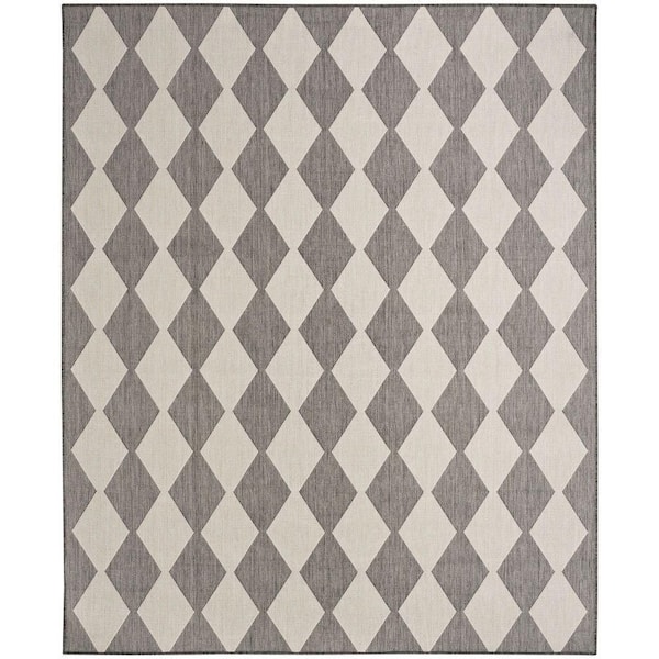 Positano Charcoal 9 ft. x 12 ft. Diamond Contemporary Area Rug