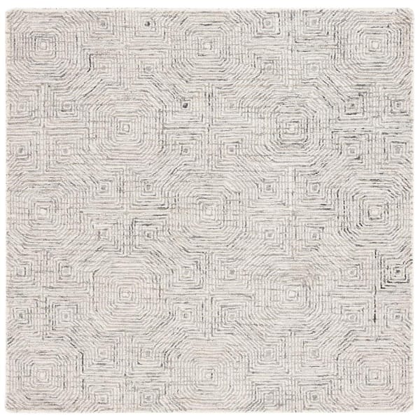SAFAVIEH Aspen Gray/Beige 6 ft. x 6 ft. Distressed Geometric Square Area Rug