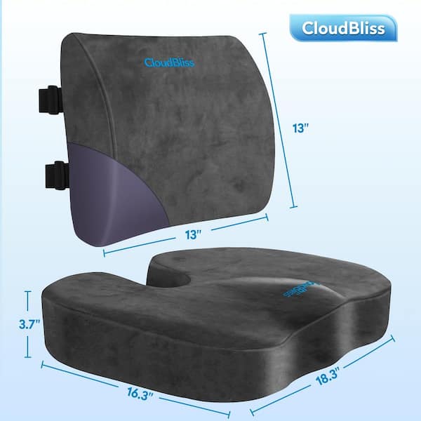 Angel Sar Grey X-Large Seat Cushion for Office Chair, Car
