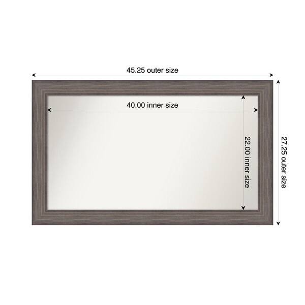 Amanti Art Country Barnwood 45.25 in. W. x 27.25 in. Custom Non-Beveled Wood Framed Bathroom Vanity Wall Mirror