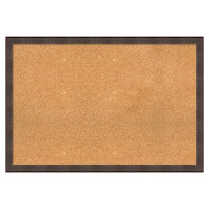 Whiskey Brown Rustic Wood Framed Natural Corkboard 38 in. x 26 in. Bulletin Board Memo Board