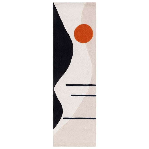 Rodeo Drive Beige/Black 2 ft. x 8 ft. Geometric Runner Rug