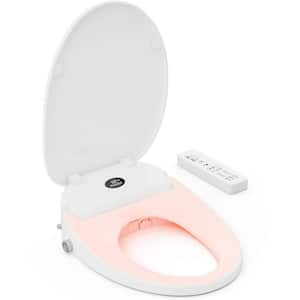 Electric Heated Bidet Seat for Elongated Toilets in White Warm Air Dryer Multiple Spray Modes LED Night Light