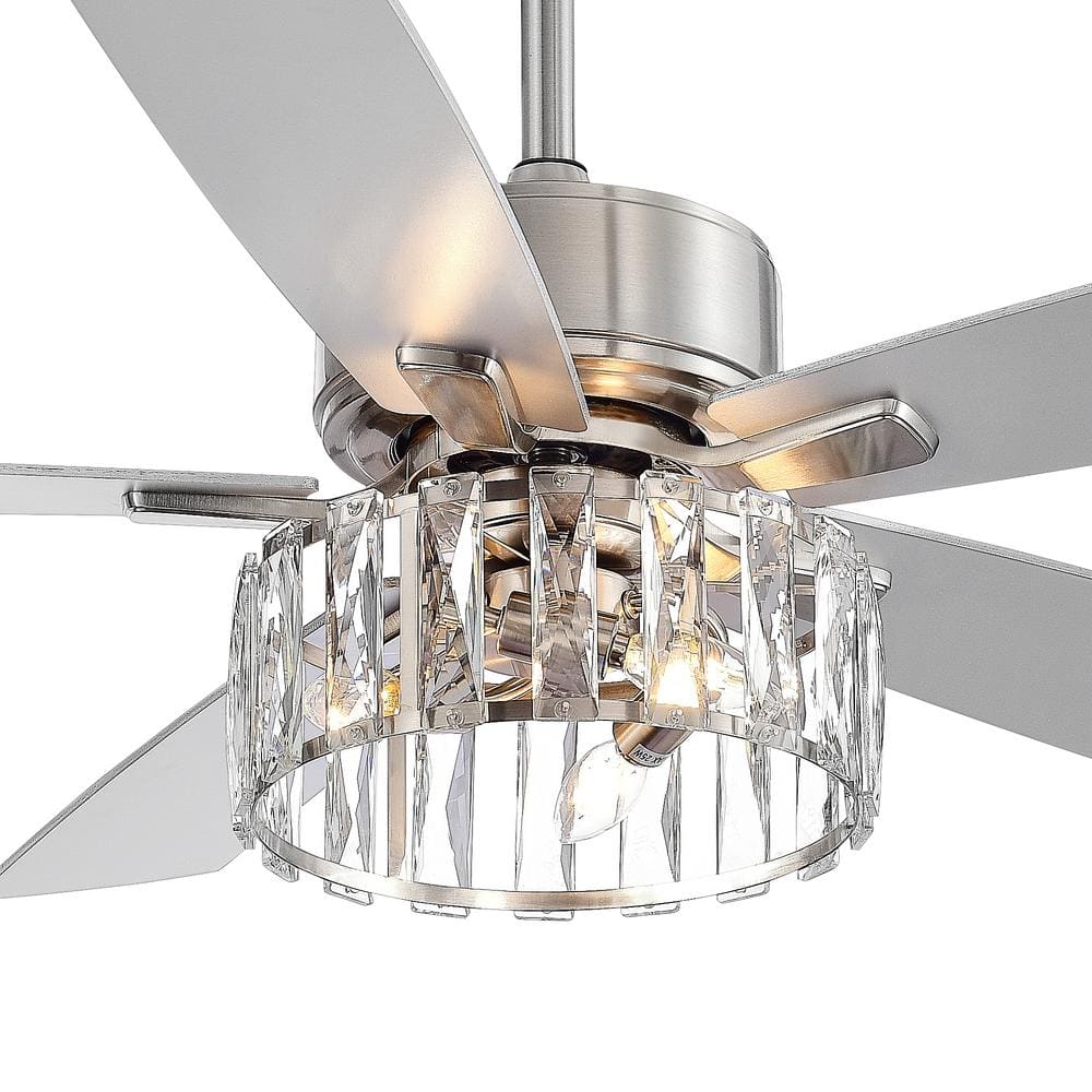 Breezary Bretty 52 in. Indoor Satin Nickel Chandelier Ceiling Fan with  Light Kit and Remote Control Included 23021-SN The Home Depot
