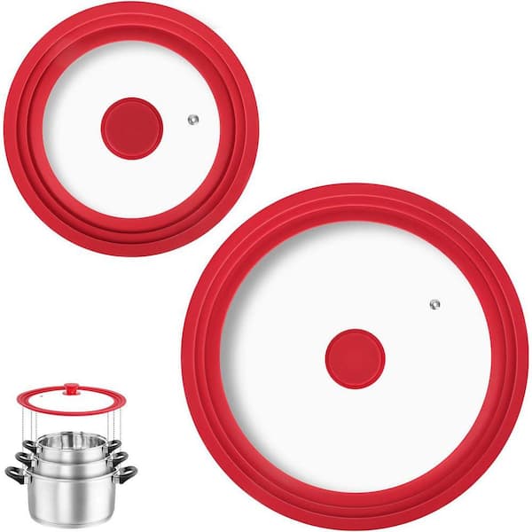 Universal Tempered Glass Lid with Heat-Resistant Silicone Edge Steam Vent for Pots Pans Skillets 1-Piece