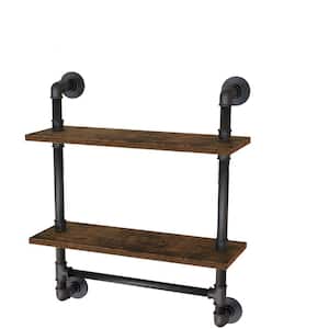 23.62 in. W x 7.9 in. D Decorative Wall Shelf, 3 Tier Rustic Pipe Shelves with Tower Bar for Wall