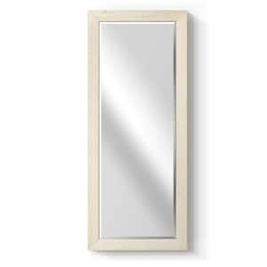 Beveled Edge Framed 25 in. W x 61 in. H Rectangle Wood Natural White Mirror