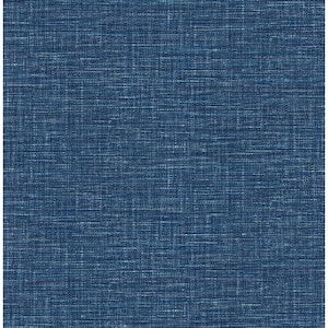 Exhale Denim Faux Grasscloth Denim Wallpaper Sample