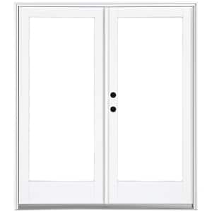 60 in. x 80 in. Fiberglass Smooth White Right-Hand Inswing Hinged Patio Door