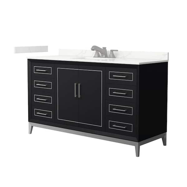 Wyndham Collection Marlena 60 in. W x 22 in. D x 35.25 in. H Single Bath Vanity in Black with Giotto Quartz Top