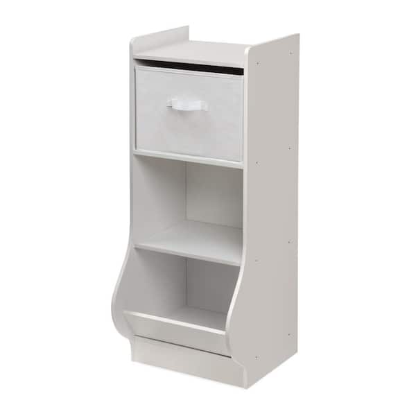Badger Basket 37.75 in. H x 15.5 in. W x 15.75 in. D White Wood Upright Storage Nook with Reversible Basket