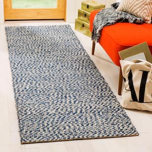 Natural Fiber Blue/Ivory 3 ft. x 12 ft. Solid Runner Rug