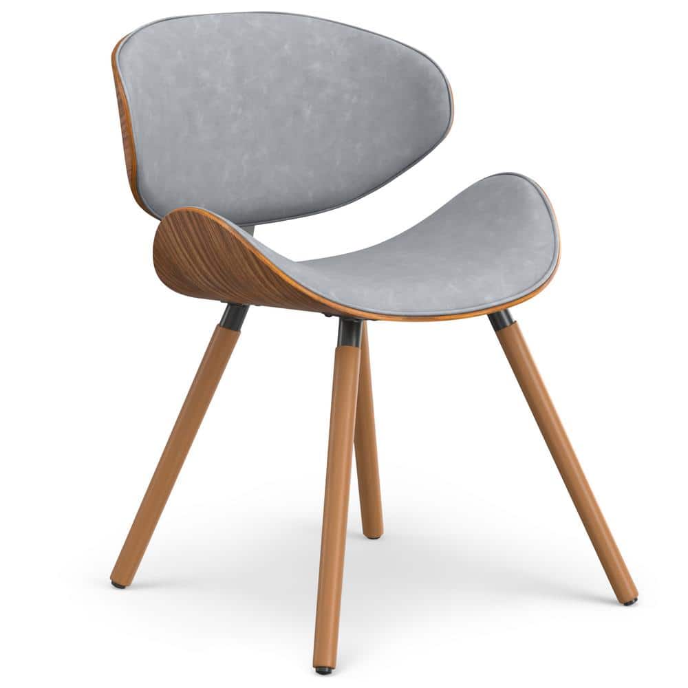 Stone Grey Faux Leather Upholstered Dining Chair with Bentwood Backrest