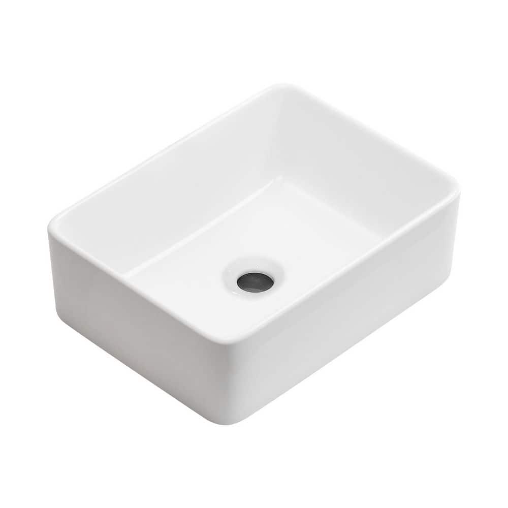 15.75 in. Vessel Bathroom Sink 11.82 in. in White Ceramic with Topmount Installation Durable Construction price history on PriceWatchPro