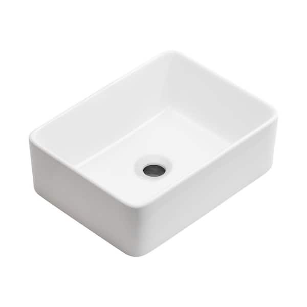 15.75 in. Vessel Bathroom Sink 11.82 in. in White Ceramic with Topmount Installation Durable Construction